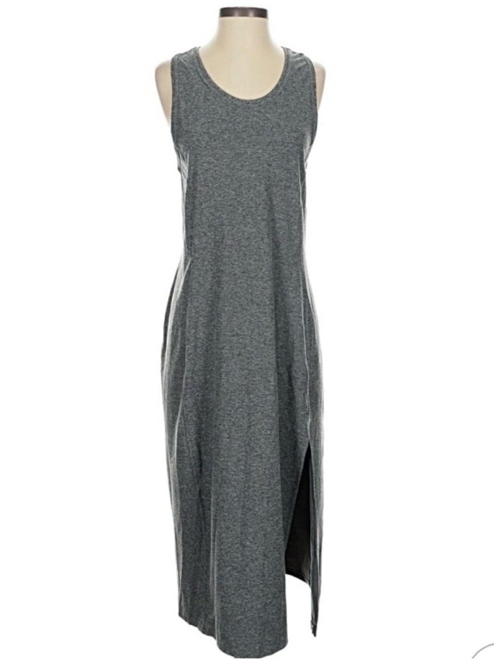 Fabletics Gray Sleeveless Maxi Tank Dress with Side Slit